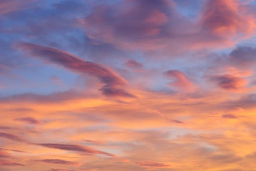 sunset orange and purple in genoa italy