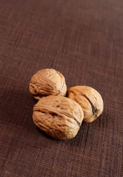 Three walnuts with copy space