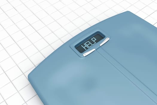 Weight scale with word HELP on display