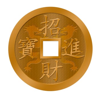 Happy Chinese New Year Dragon Gold Coin Illustration