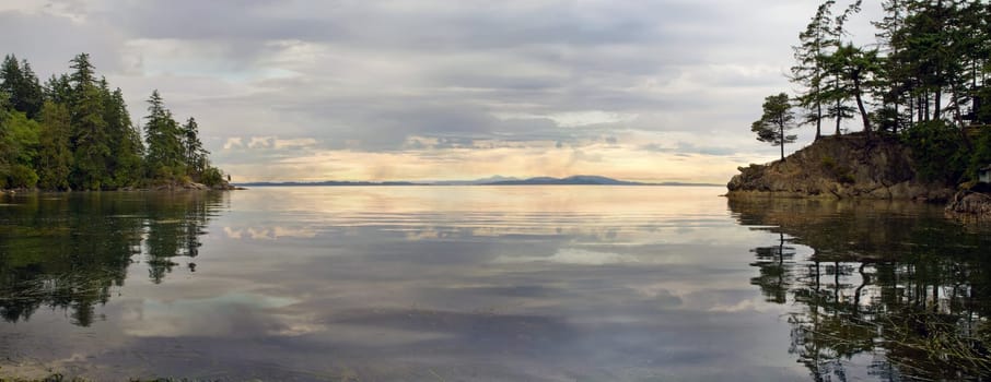 Wildcat Cove Along Chuckanut Drive in Washington State Panorama