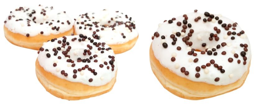 Donuts With White Frosting Isolated on White