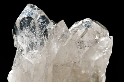 White Glowing Rock Crystal Quartz with Black Background