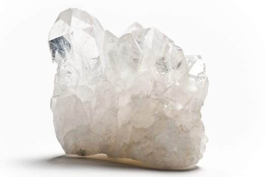 White Glowing Rock Crystal Quartz with White Background