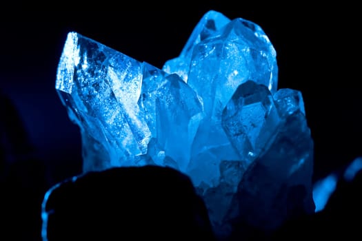 White Blue Glowing Rock Crystal Quartz with Backlight
