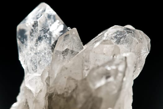 White Glowing Rock Crystal Quartz with Black Background