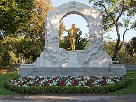 Johann Strauss Monument,Vienna,gilded bronze statue in the city park