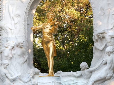 Johann Strauss Monument,Vienna,gilded bronze statue in the city park