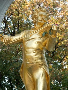 Johann Strauss Monument,Vienna,gilded bronze statue in the city park