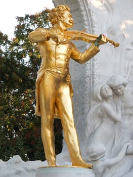 Johann Strauss Monument,Vienna,gilded bronze statue in the city park
