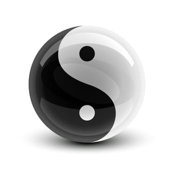 Yin and Yang symbol on a glossy ball