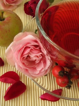 Fruit tea with apple,rosehip,and rose petals