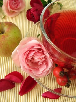 Fruit tea with apple,rosehip,and rose petals