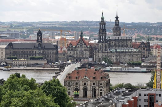 monumental buildings of dresden city center seen from three kings tower, the most of them was rebuilt after second world war damages