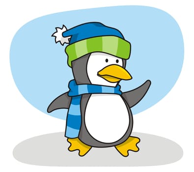 Vector cartoon of little penguin