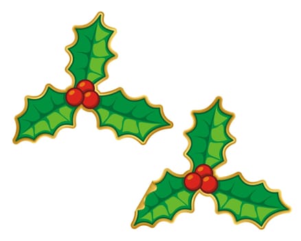 Christmas holly sticker normal and peeling version.