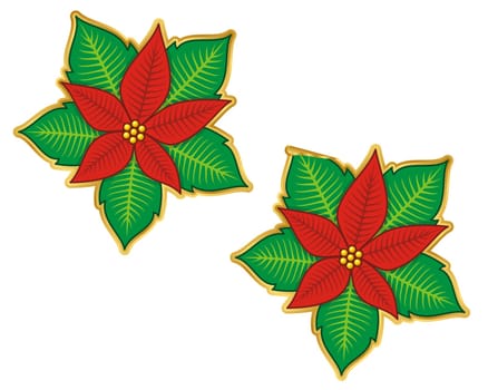 Christmas poinsettia sticker, normal and peeling version