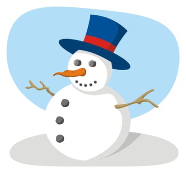 Snowman cartoon with hat
