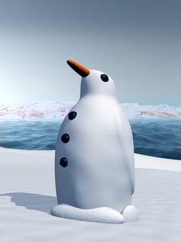 Illustration of a snow penguin standing proud