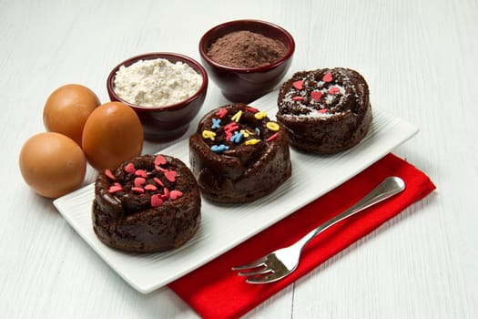 Delicious decorated chocolate muffins
