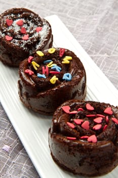 Delicious decorated chocolate muffins