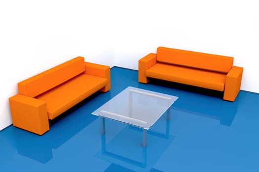 3d image of living-room in minimalistic style