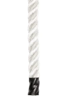 Close-up of a strong nylon rope isolated on white