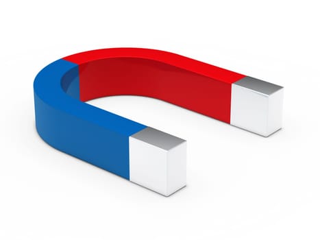 3d magnet red blue on white floor