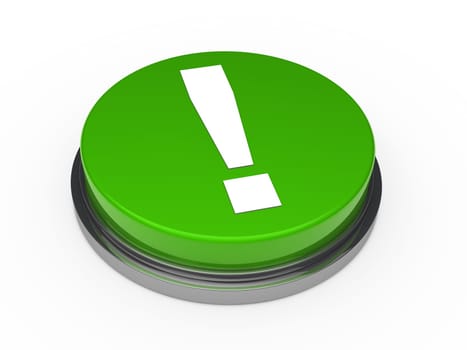 3d button green with white exclamation mark