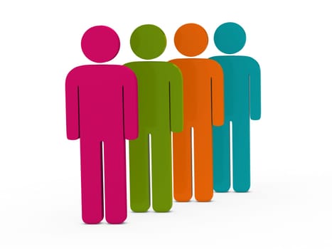 3d team series business pink orange blue