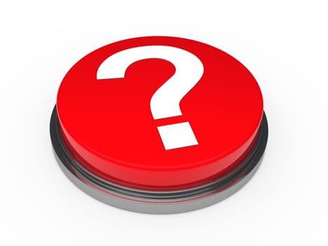 3d button red with question mark sign