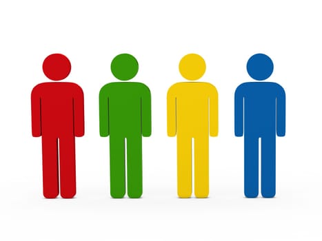 3d team series business teamwork red blue