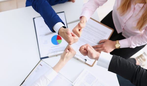 Group of people show OK or confirm with thumb up during conference closeup. High level quality product serious offer excellent education mediation solution creative advisor participation concept