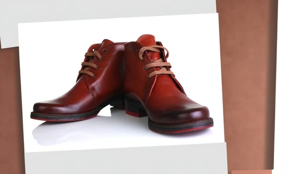 Orange red leather shoes men women unisex beauty fashion style isolated on white background laces store stylish clothes