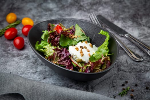 fresh salad with herbs and cherry tomatoes