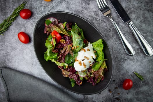 fresh salad with herbs and cherry tomatoes