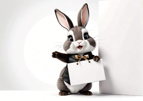 Easter Bunny with a blank sign design for your mock up text