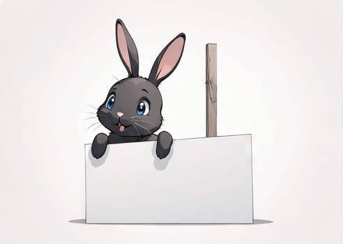 Bunny Banner cute design on simple background with space for text. Copy space. Adorable concept