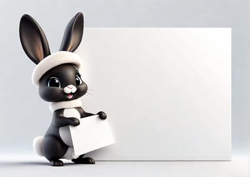 Easter Bunny with a blank sign design for your mock up text