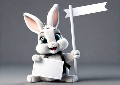 Easter Bunny with a blank sign design for your mock up text