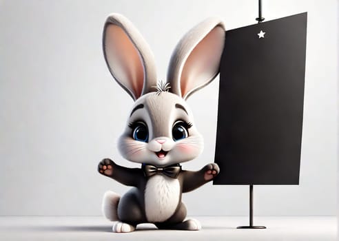 Easter Bunny with a blank sign design for your mock up text