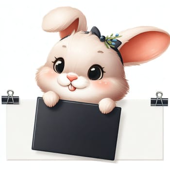 Easter Bunny with a blank sign design for your mock up text