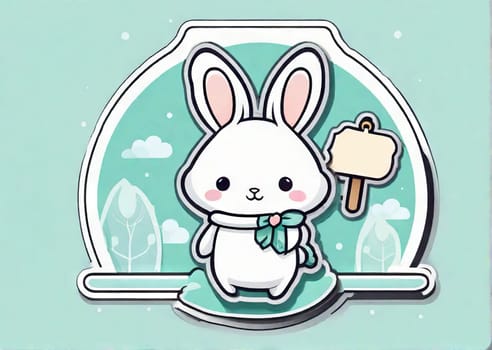 Bunny Banner cute design on simple background with space for text. Copy space. Adorable concept