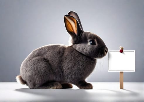 Easter Bunny with a blank sign design for your mock up text