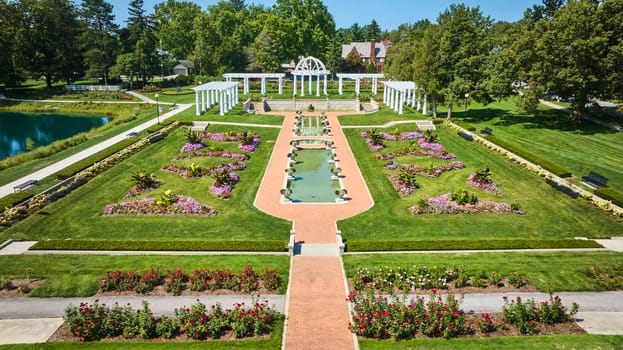 Image of Geometric symmetry at gorgeous Lakeside Park outdoor wedding location aerial