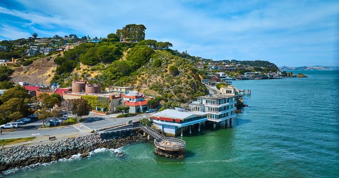 Image of Elephant Rock aerial with The Caprice and Tiburon coastline with houses