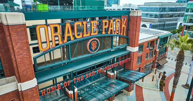 Image of Aerial Oracle Park Home of the San Francisco Giants sign and entrance