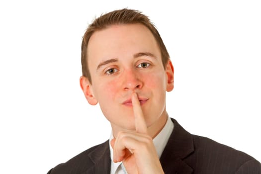 Calm man isolated on white background