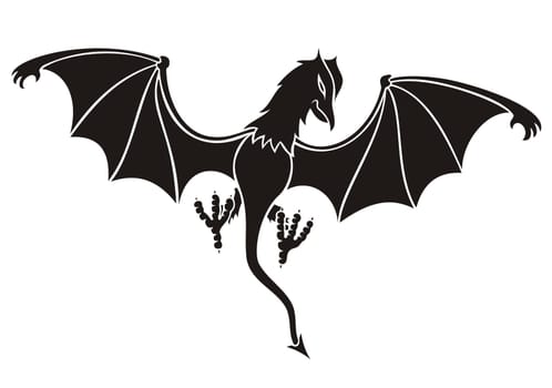 black daemon silhouette with wings wide open