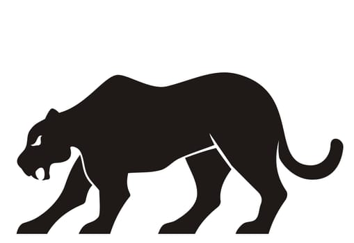 Black panther silhouette isolated on white background